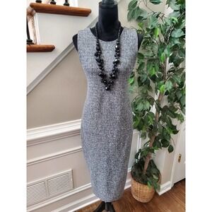Noni Teen Women's Gray Polyester Round Neck Sleeveless Knee Length Dress Small